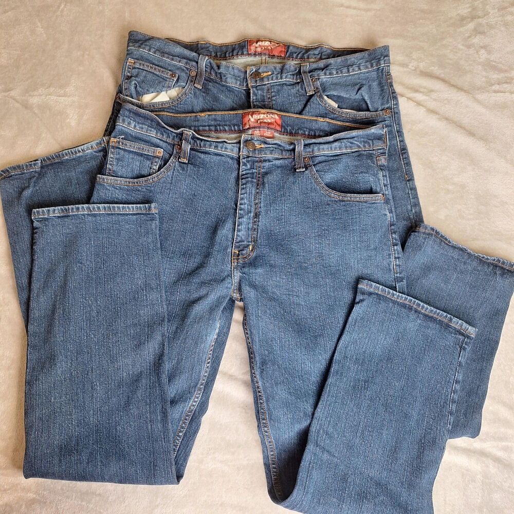 Lot of (2) Arizona Jeans Mens 38x30 Slim Straight Dark Wash